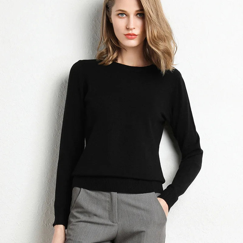 Slim Wool-Blend O-Neck Pullover