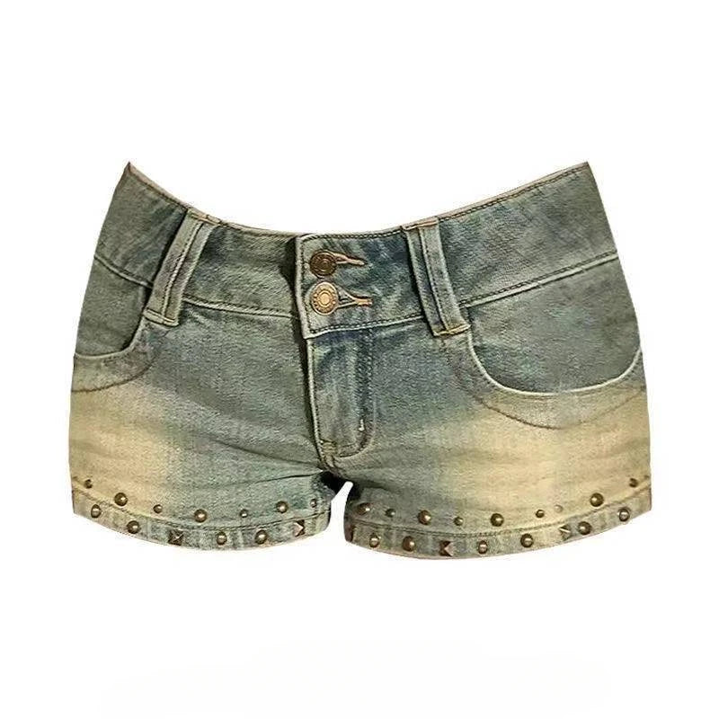 Vintage Print Low Rise Mini Shorts