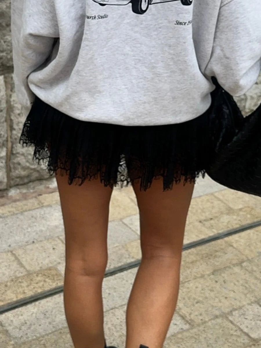 Women s Lace Mini Skirts Casual Low Waist Solid Color Loose Fit Pleated Skirts Summer A-line Skirts