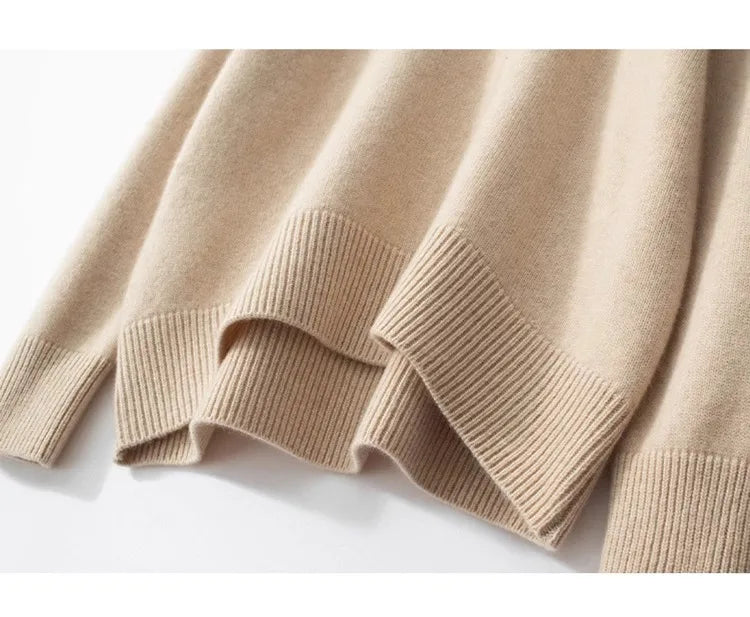 100% Cashmere Turtleneck Oversized Pullover