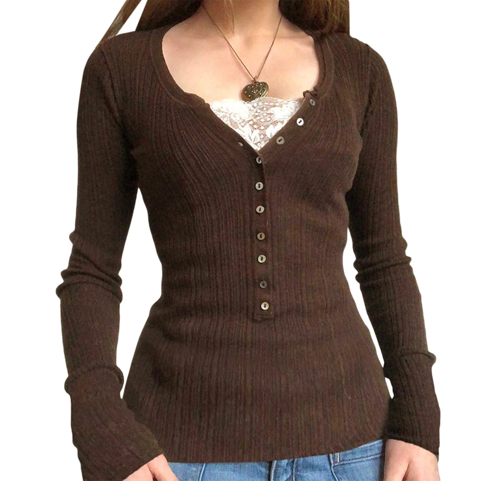 Lace Patchwork Bow Knit Top