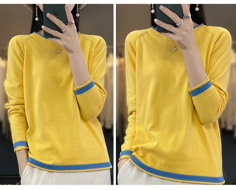 Cotton Round-Neck Loose Knit Sweater