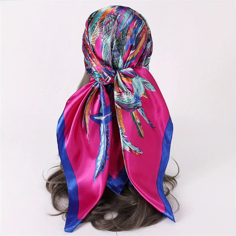 Printed Satin Square Scarf