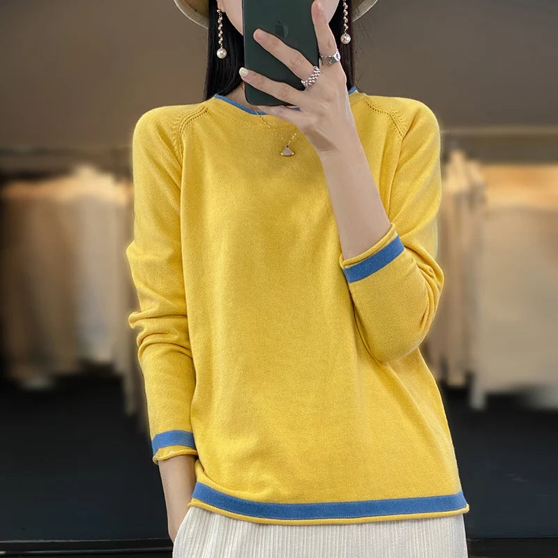 Cotton Round-Neck Loose Knit Sweater