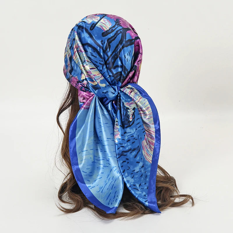 Printed Satin Square Scarf