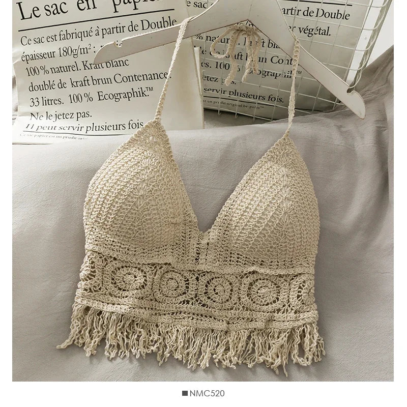 Ivory Lace Halter Crop Top