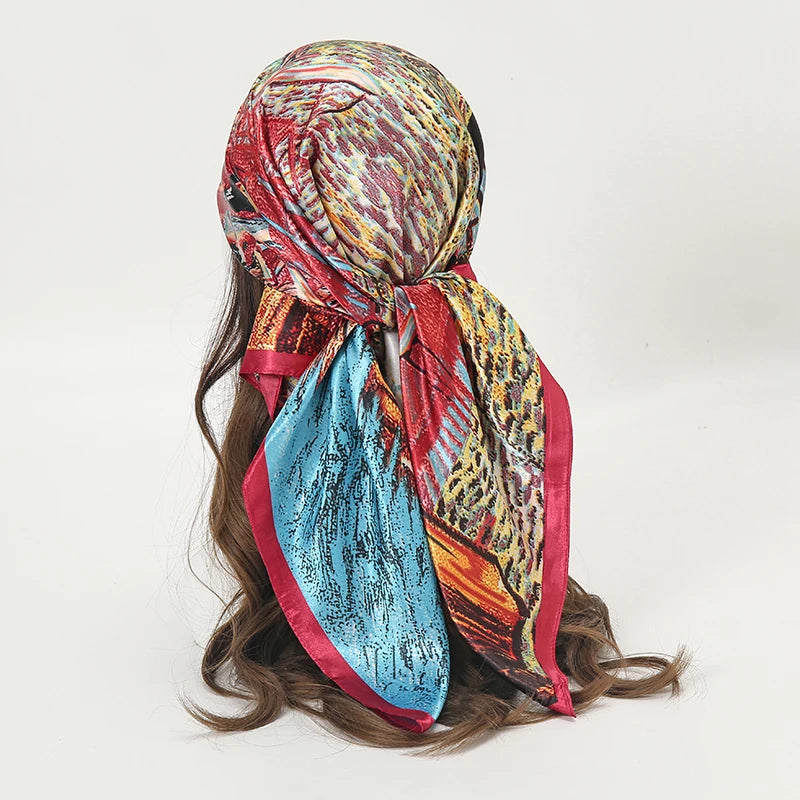 Printed Satin Square Scarf