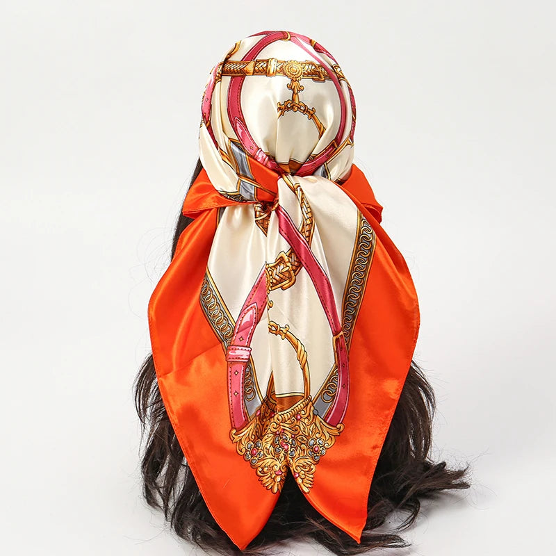 Printed Satin Square Scarf
