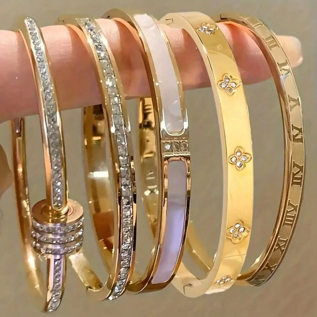 1pcs Classic Versatile  Stackable Bracelets Shiny Decoration Non-Fading High-End Jewelry