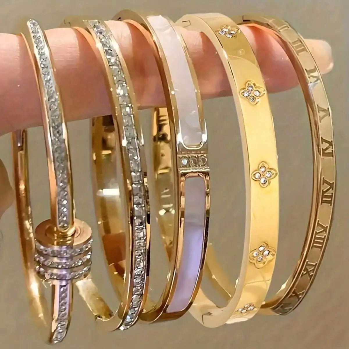 1pcs Classic Versatile  Stackable Bracelets Shiny Decoration Non-Fading High-End Jewelry