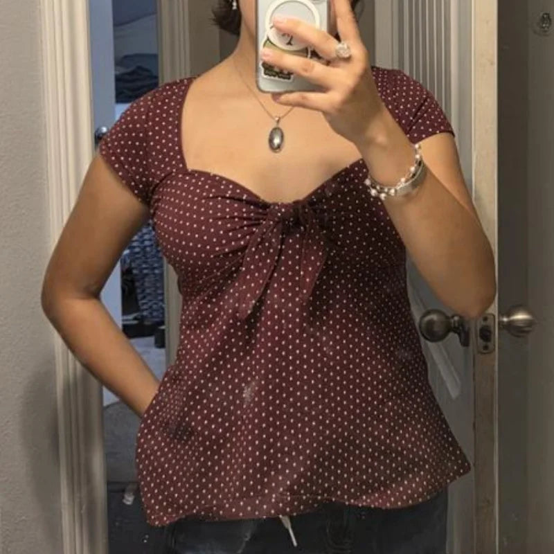 Dotted Puff Sleeve Top