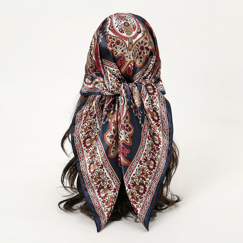 Printed Satin Square Scarf