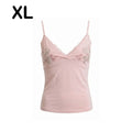 Floral Embroidery Lace Camisole Sleeveless Slim Fit Off Shoulder Camisole Stretchy Rhinestone Lace Top for Fashionable Girls