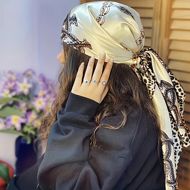 Printed Satin Square Scarf