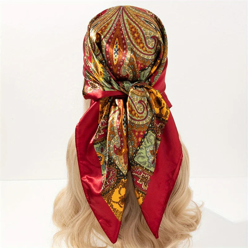 Printed Satin Square Scarf