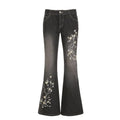 Floral Embroidery Flare Jeans