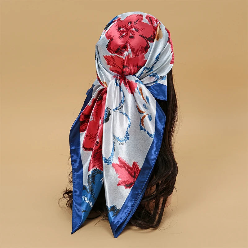 Printed Satin Square Scarf