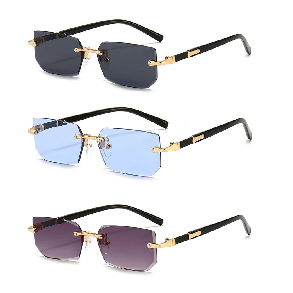 Rimless Rectangle Mirror Sunglasses