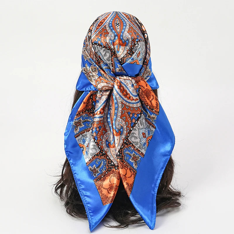 Printed Satin Square Scarf