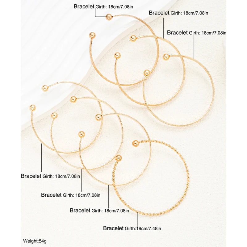 Gold Heart Cuff Bracelet Set