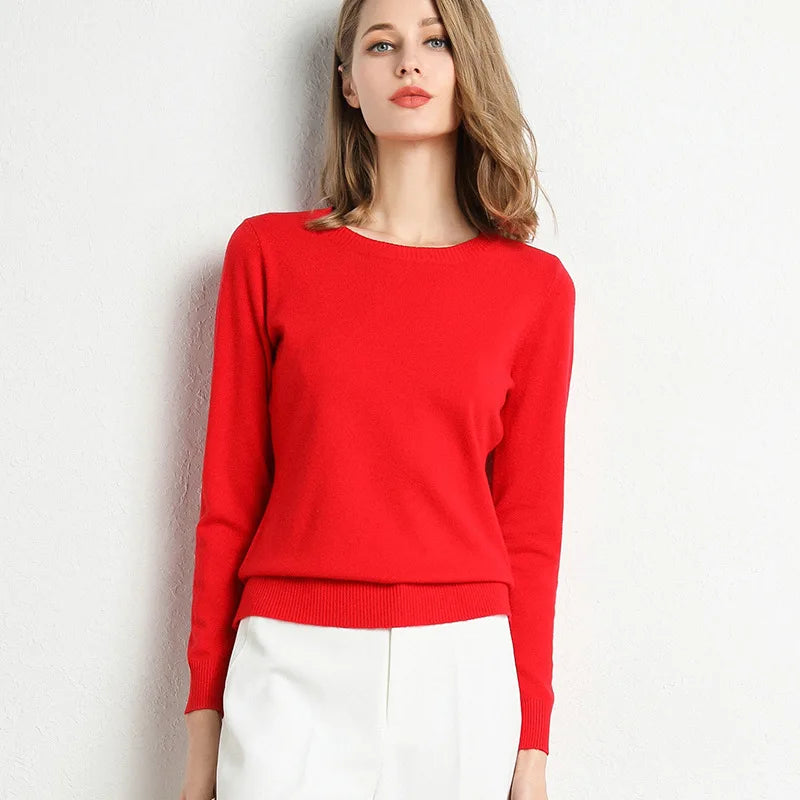 Slim Wool-Blend O-Neck Pullover