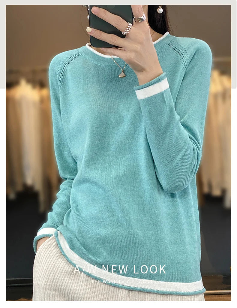 Cotton Round-Neck Loose Knit Sweater