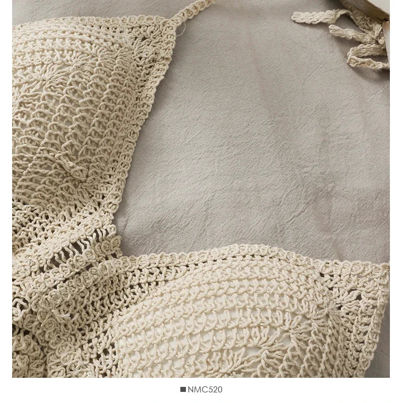 Ivory Lace Halter Crop Top