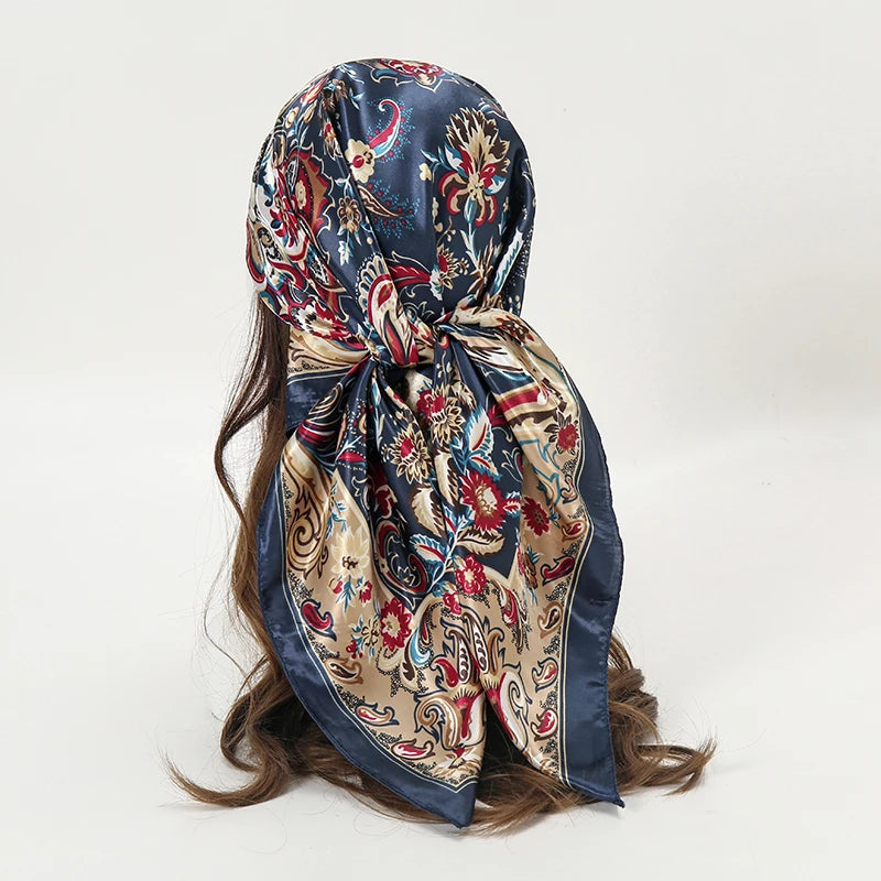 Printed Satin Square Scarf