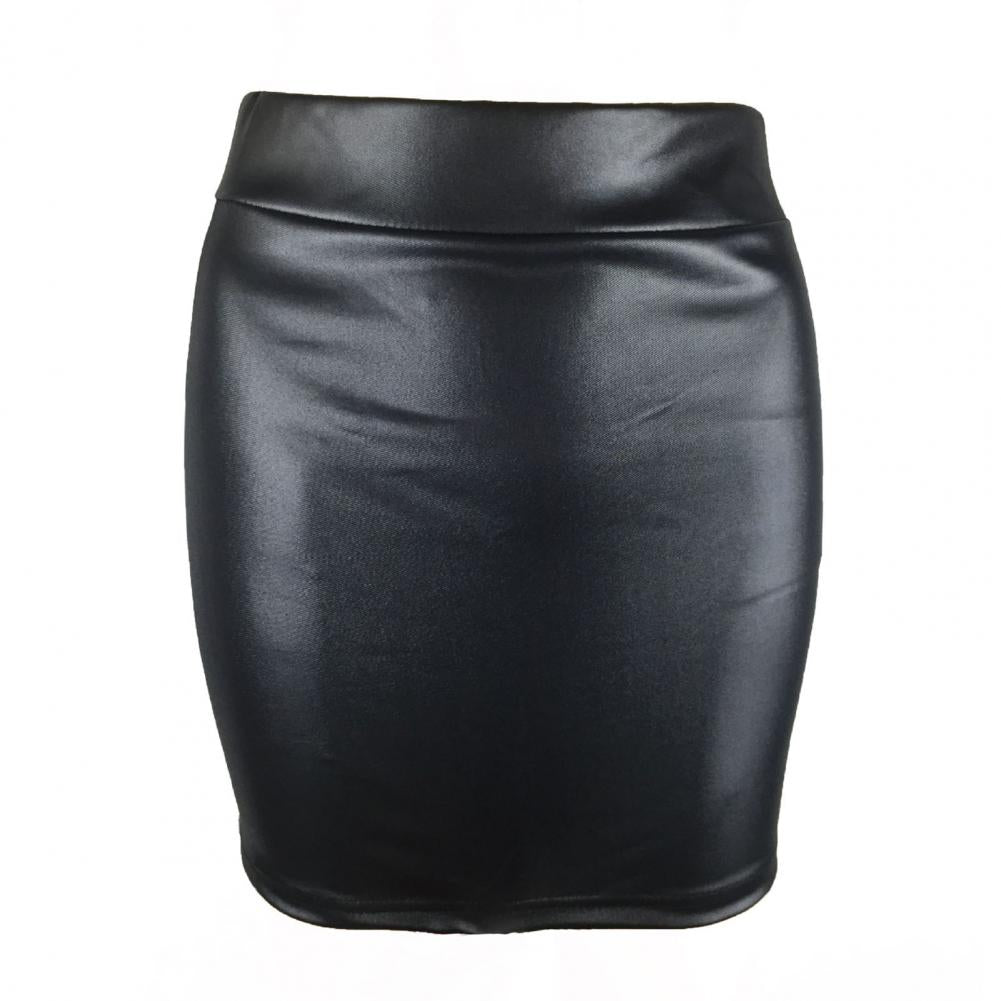Skinny Matte Faux Leather Mini Skirts Women High Waist Solid Color Slim Fit Bodycon Skirts Summer