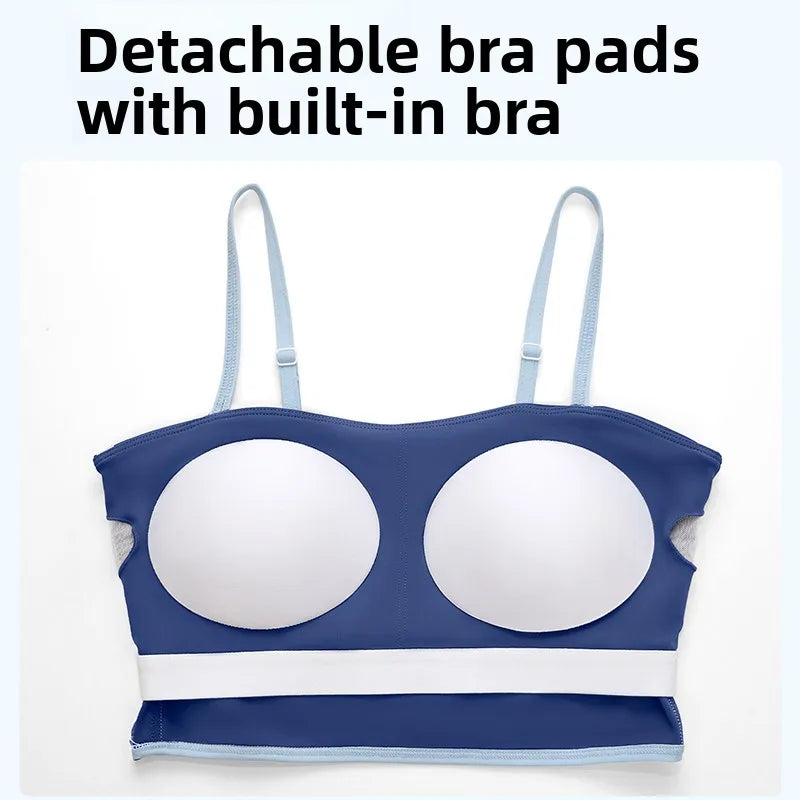 2026 Summer New Women's Beautiful Back Sling Detachable Chest Pad Yoga Sports Underwear Adjustable Shoulder Strap Fitness Vest