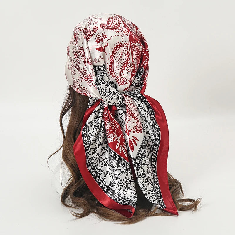 Printed Satin Square Scarf