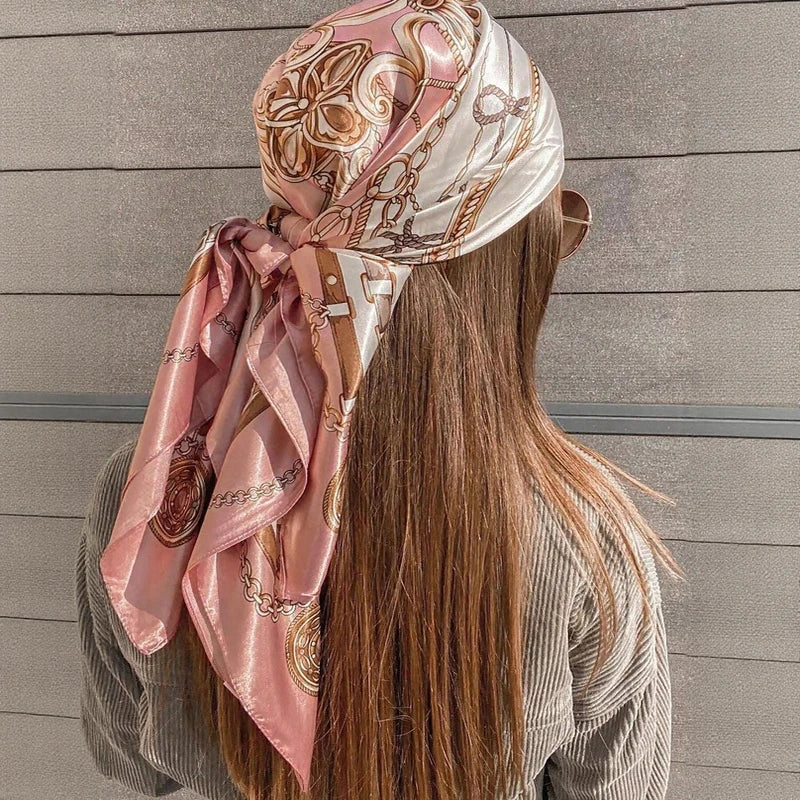 Printed Satin Square Scarf