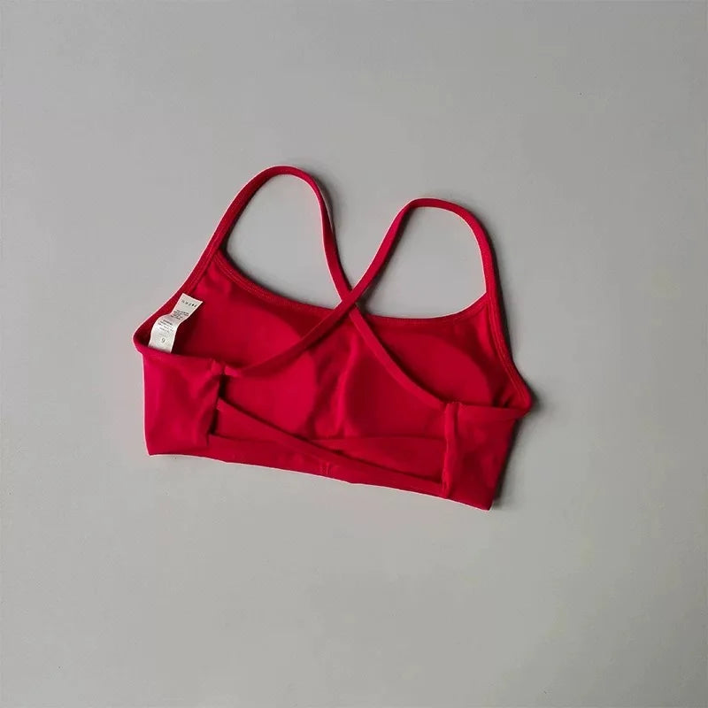 Cross-Back Gathered Sports Bra — Seamless Knit
