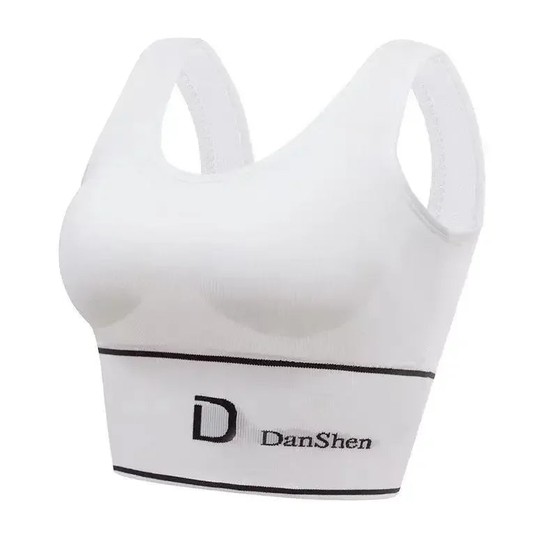 Seamless U-Back Sports Bra Crop Top — Letter Detail