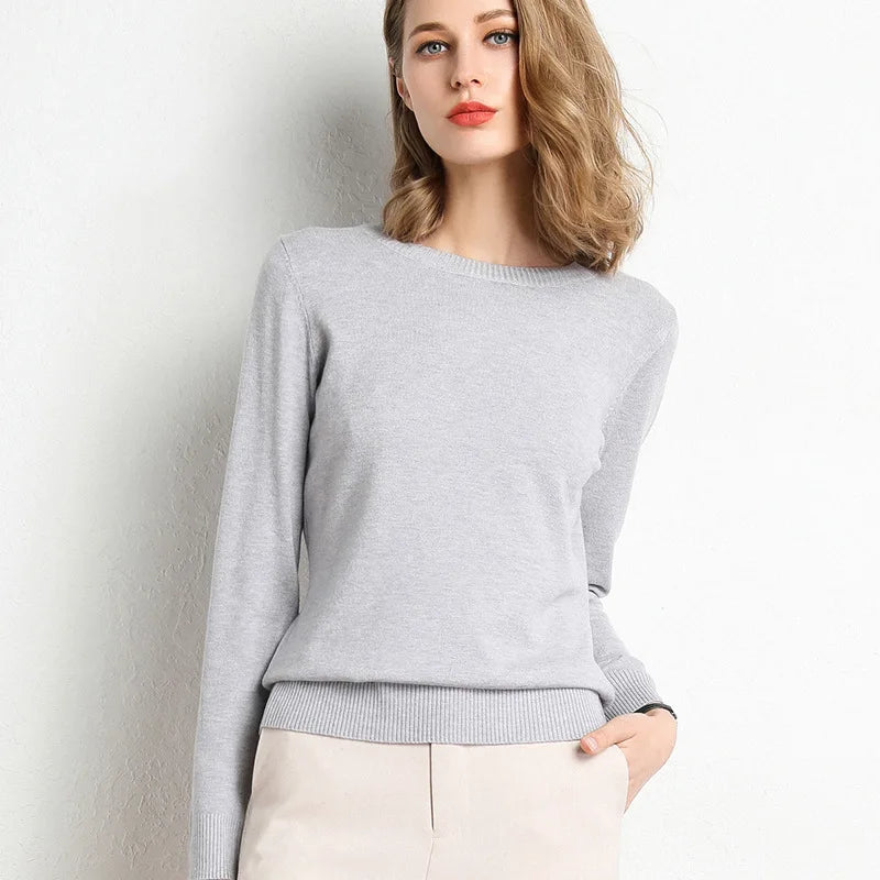 Slim Wool-Blend O-Neck Pullover