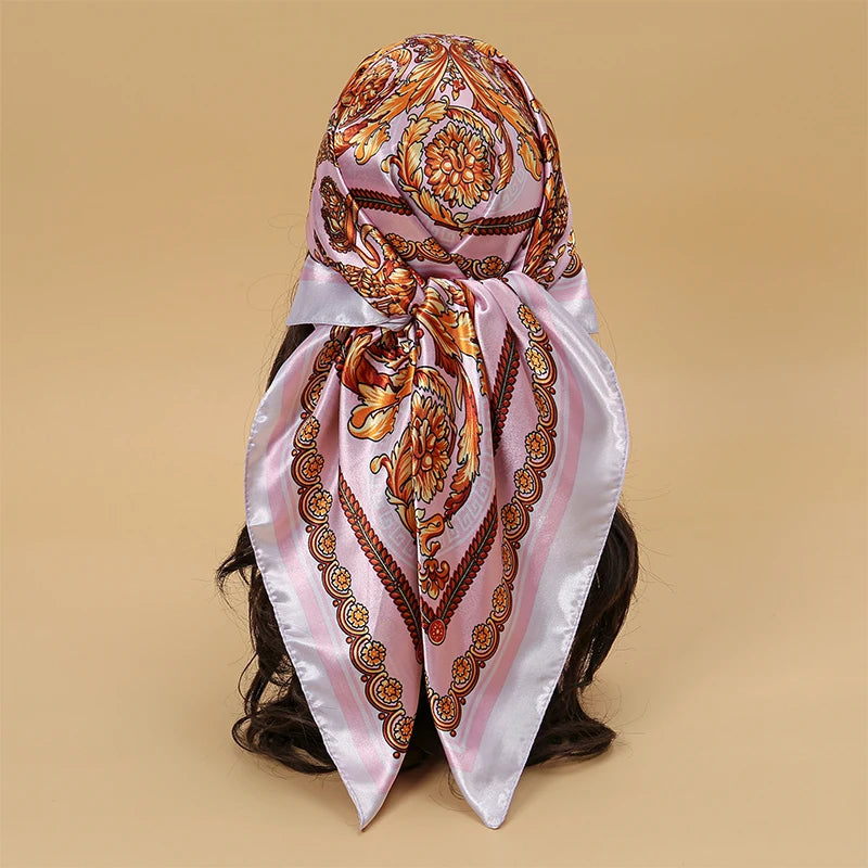 Printed Satin Square Scarf