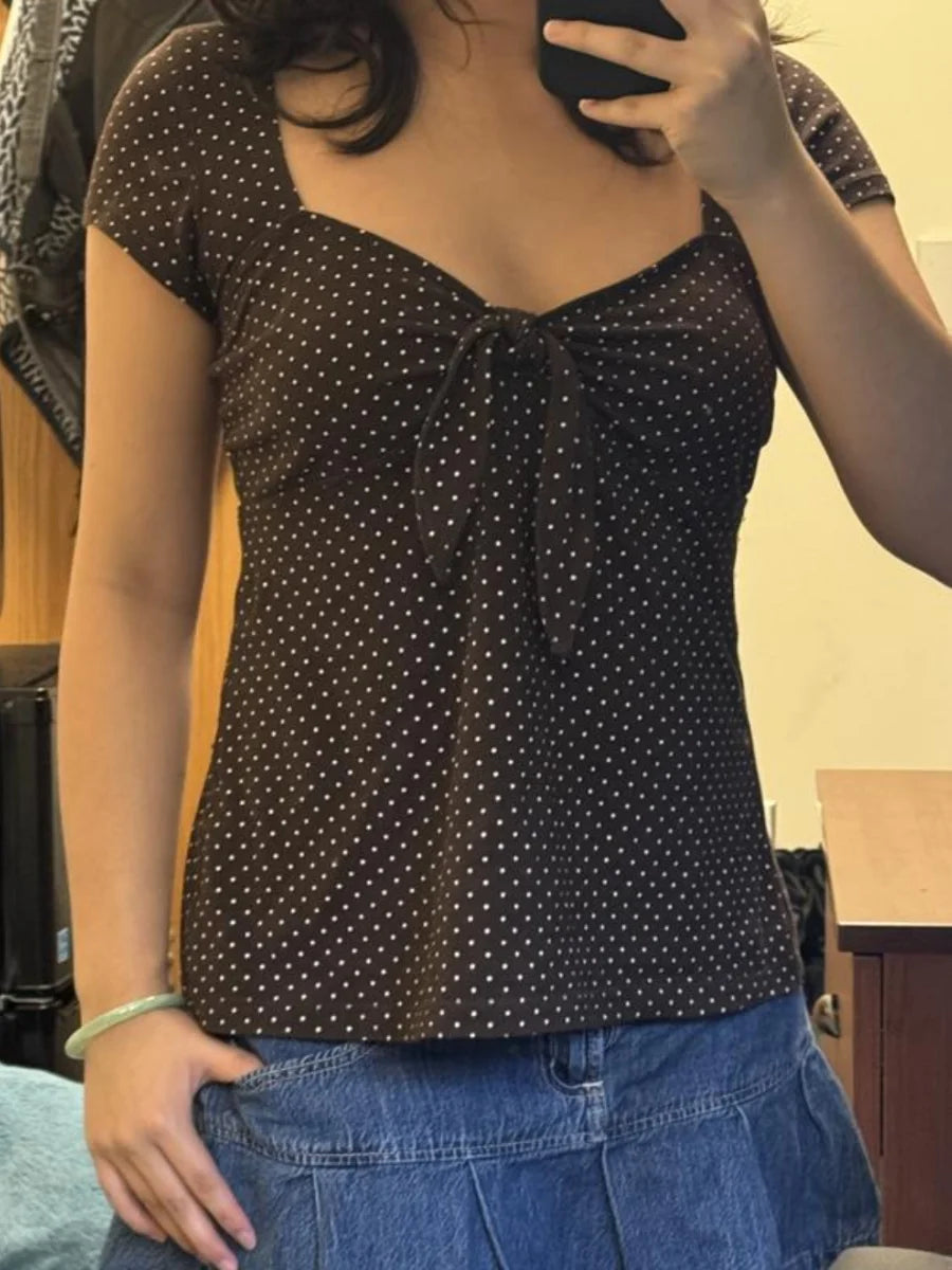Dotted Puff Sleeve Top