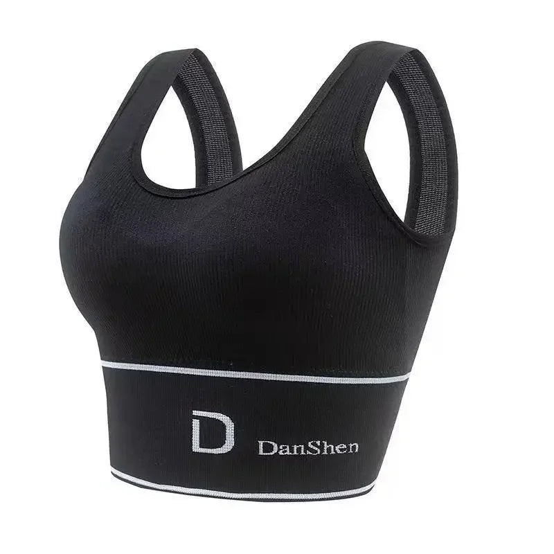 U-Shaped Women's Seamless Yoga Bra D Letter Push Up Sports Top Shockproof Crop Top Anti-sweat Fitness Underwear All-Match Vest