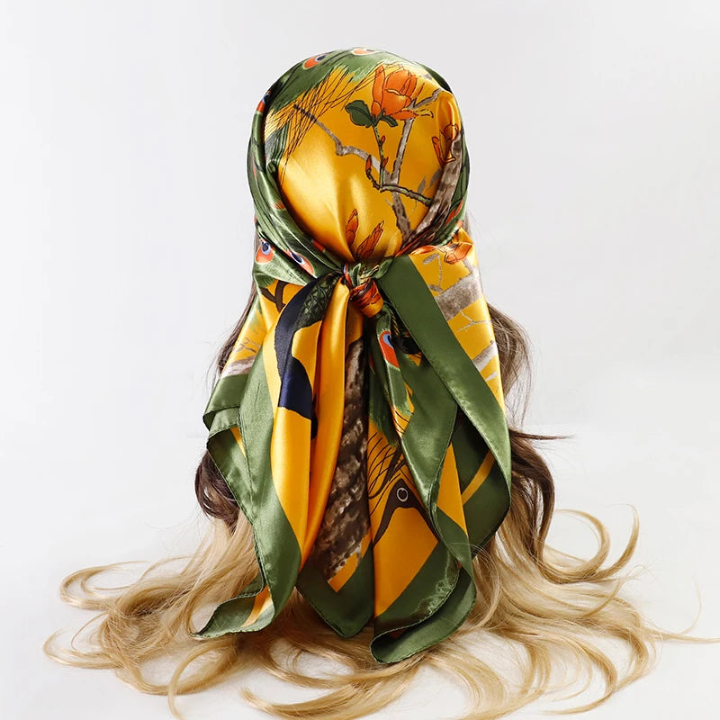 Printed Satin Square Scarf