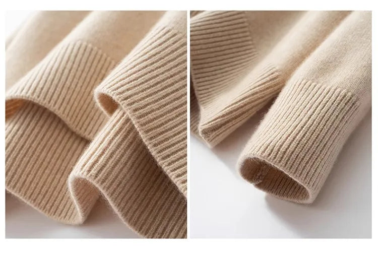 100% Cashmere Turtleneck Oversized Pullover