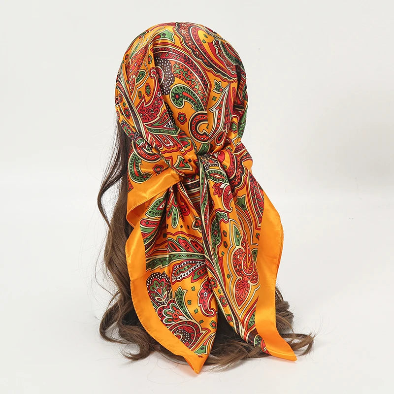 Printed Satin Square Scarf