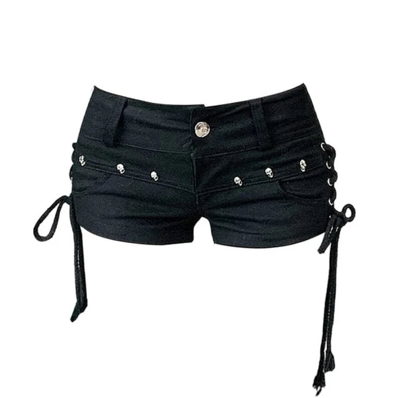 Vintage Print Low Rise Mini Shorts