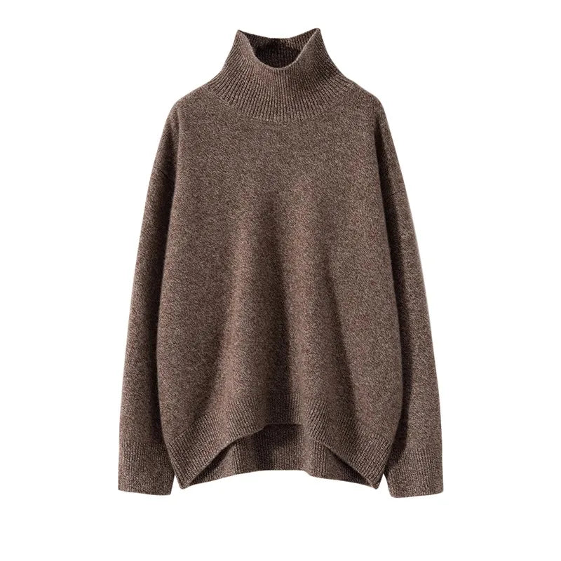 100% Cashmere Turtleneck Oversized Pullover