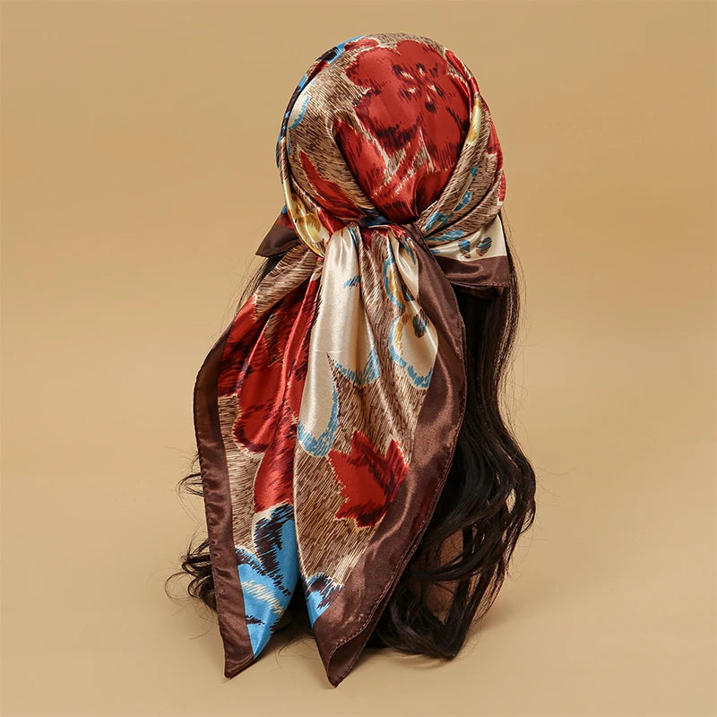 Printed Satin Square Scarf