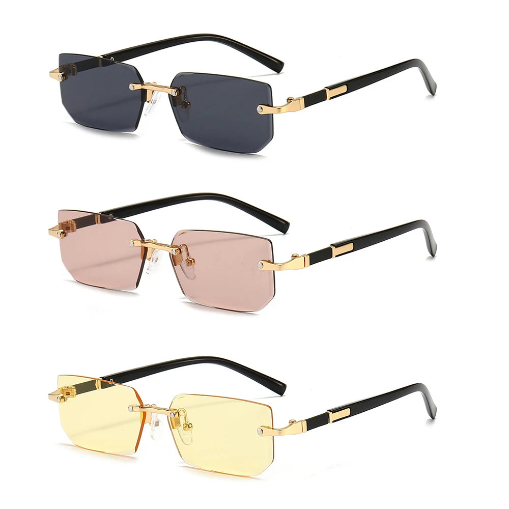 Rimless Rectangle Mirror Sunglasses