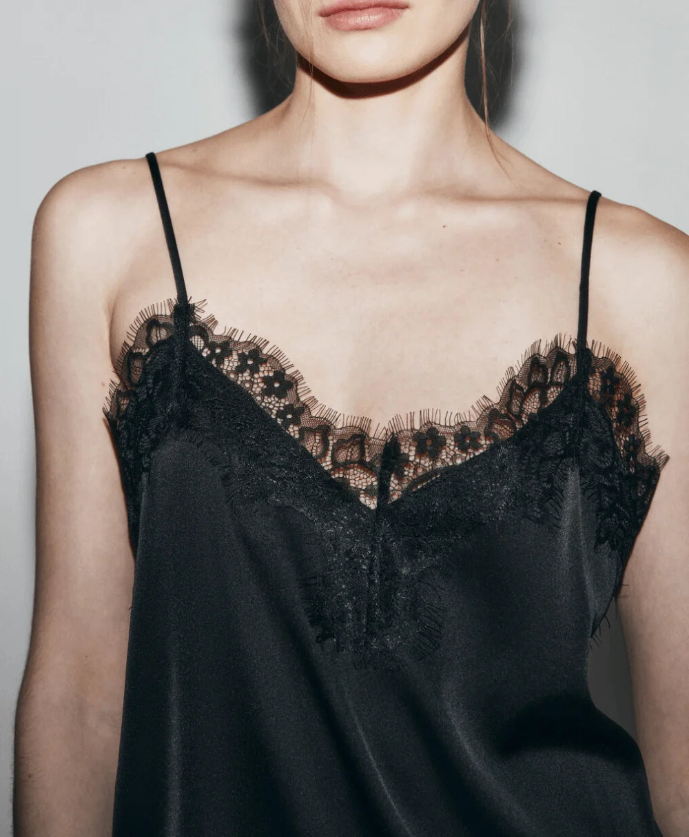 Chic Asymmetrical Lace Lace Patchwork Top Sexy Lace Sleeveless Camisole Tops Backless V Neck Backless Tops Summer Wear