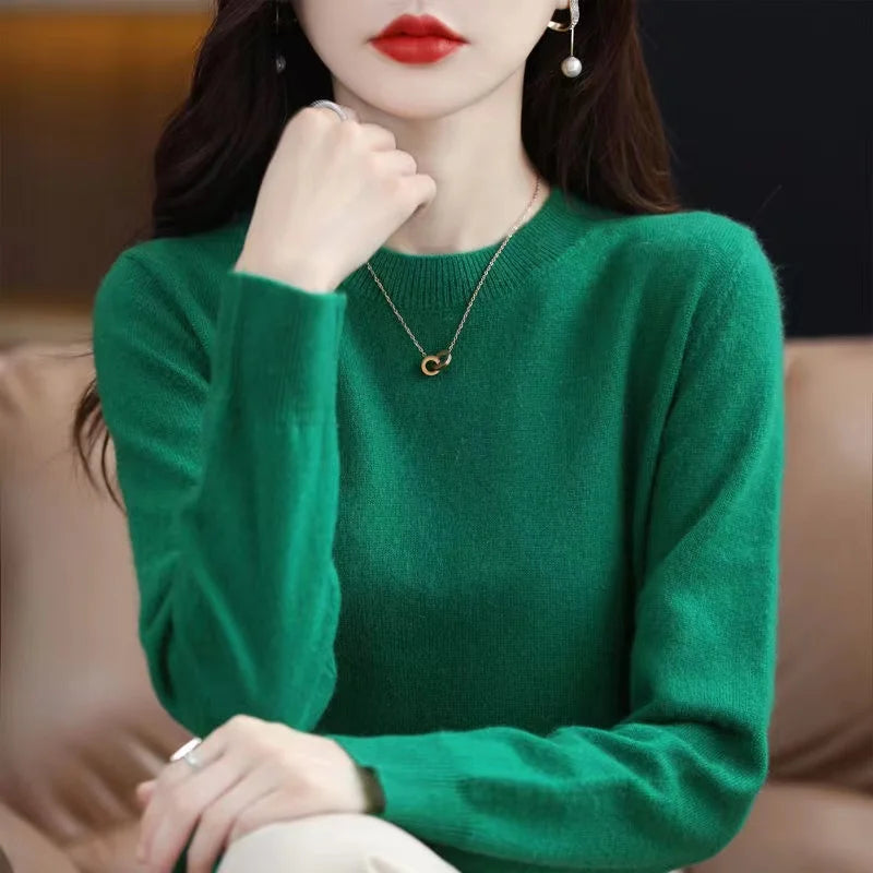 Slim Wool-Blend O-Neck Pullover