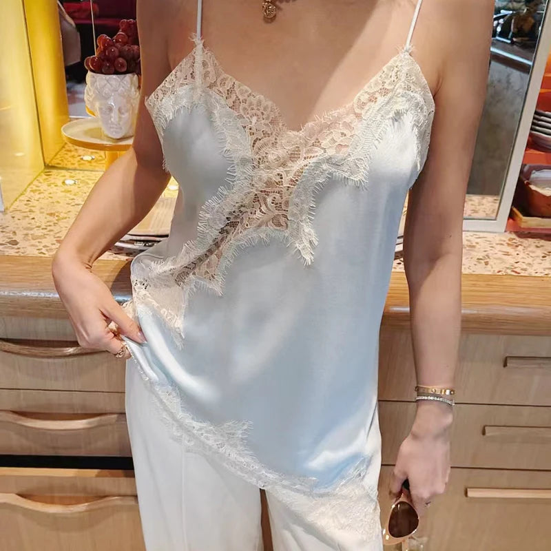 Satin Lace Backless Cami