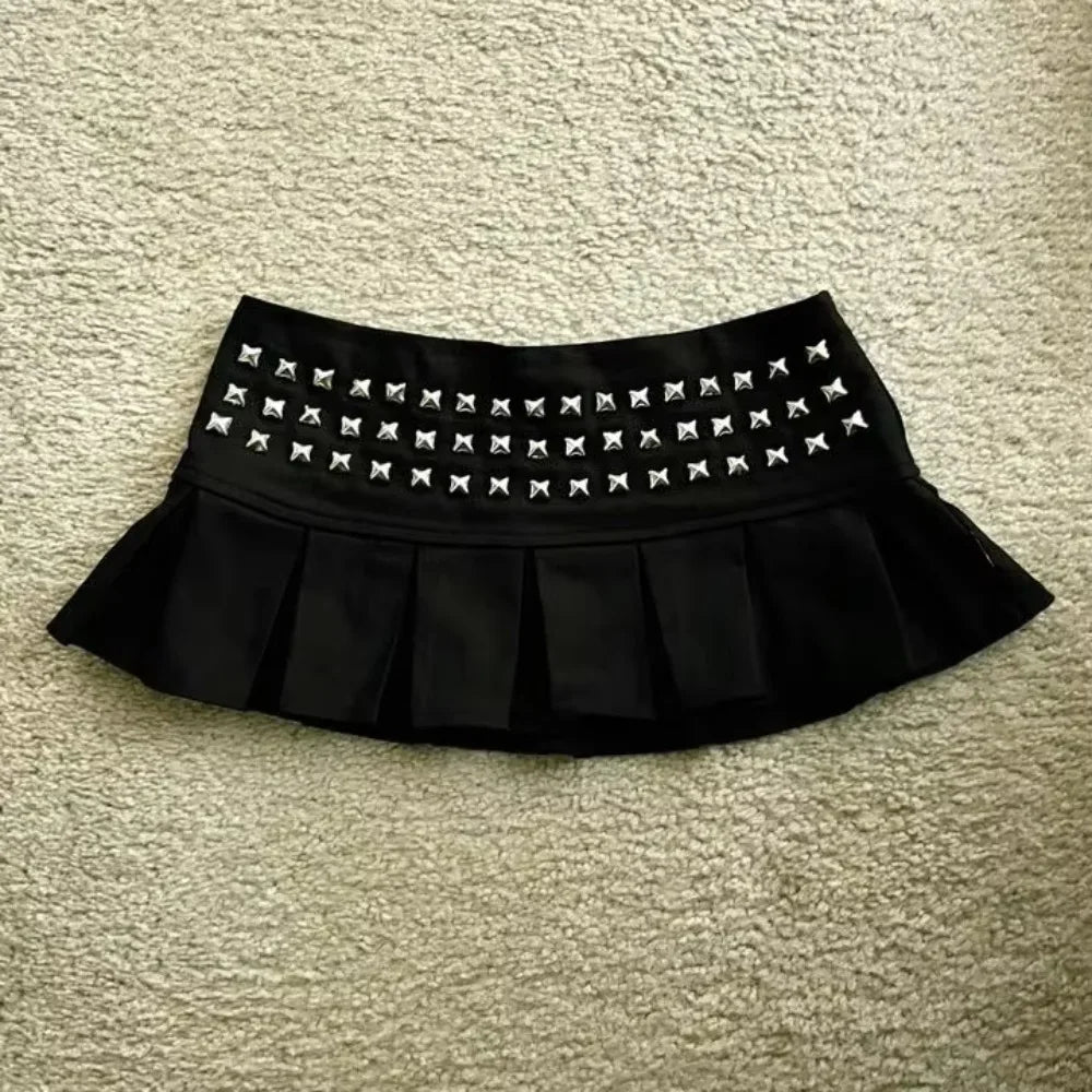 Y2K Adjustable Waist Mini Skirt Harajuku Hot Girl Solid Color Retro Gray Denim Skirt Women Gothic Slim Hip Low Waist Short Skirt