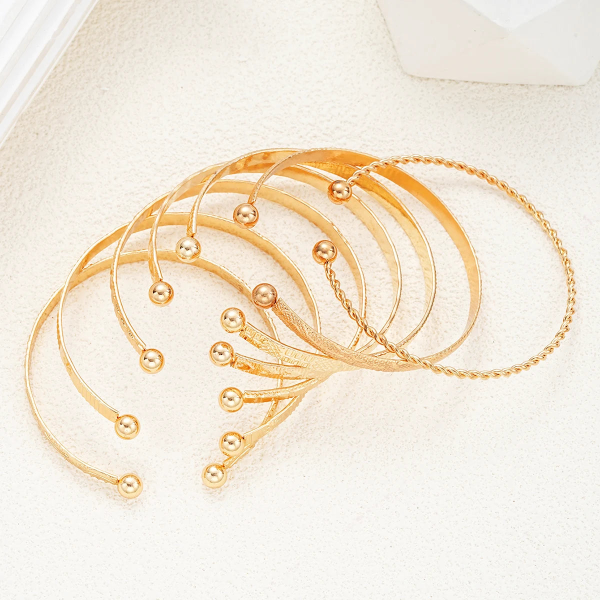 Gold Heart Cuff Bracelet Set